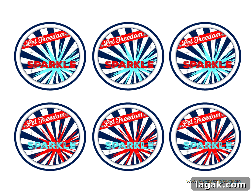 Patriotic July 4th round labels for straws center to cover cup for bugs