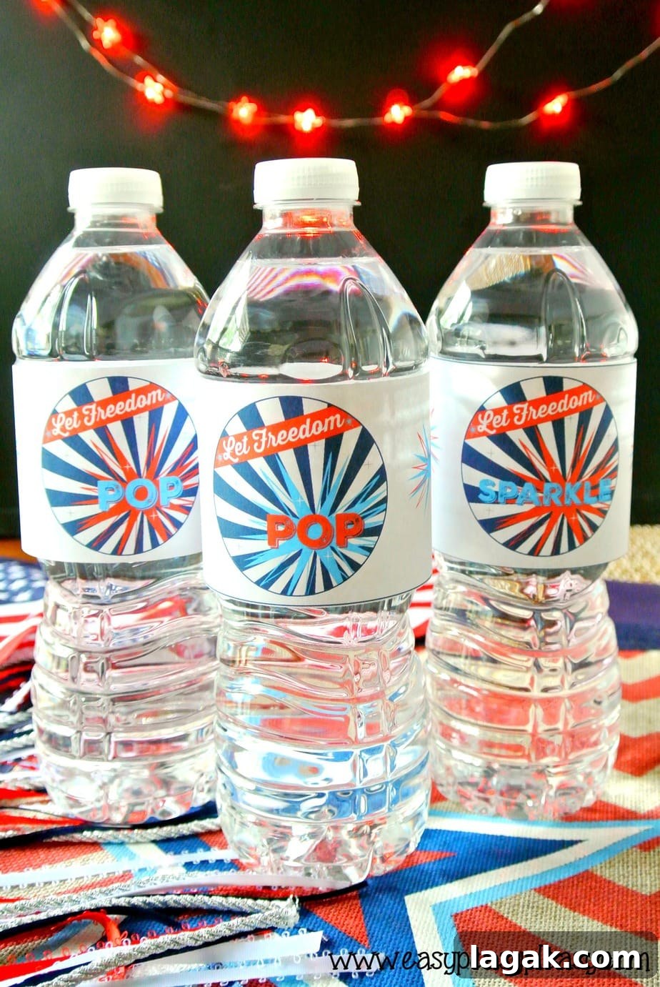 Free Printable Patriotic Pack Bottle Wrappers.