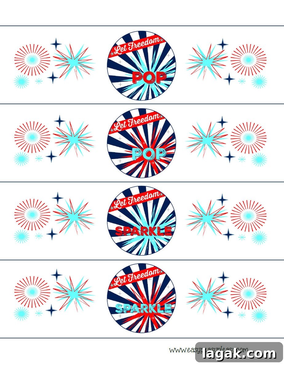 Patriotic July 4th bottle wrappers free printable.