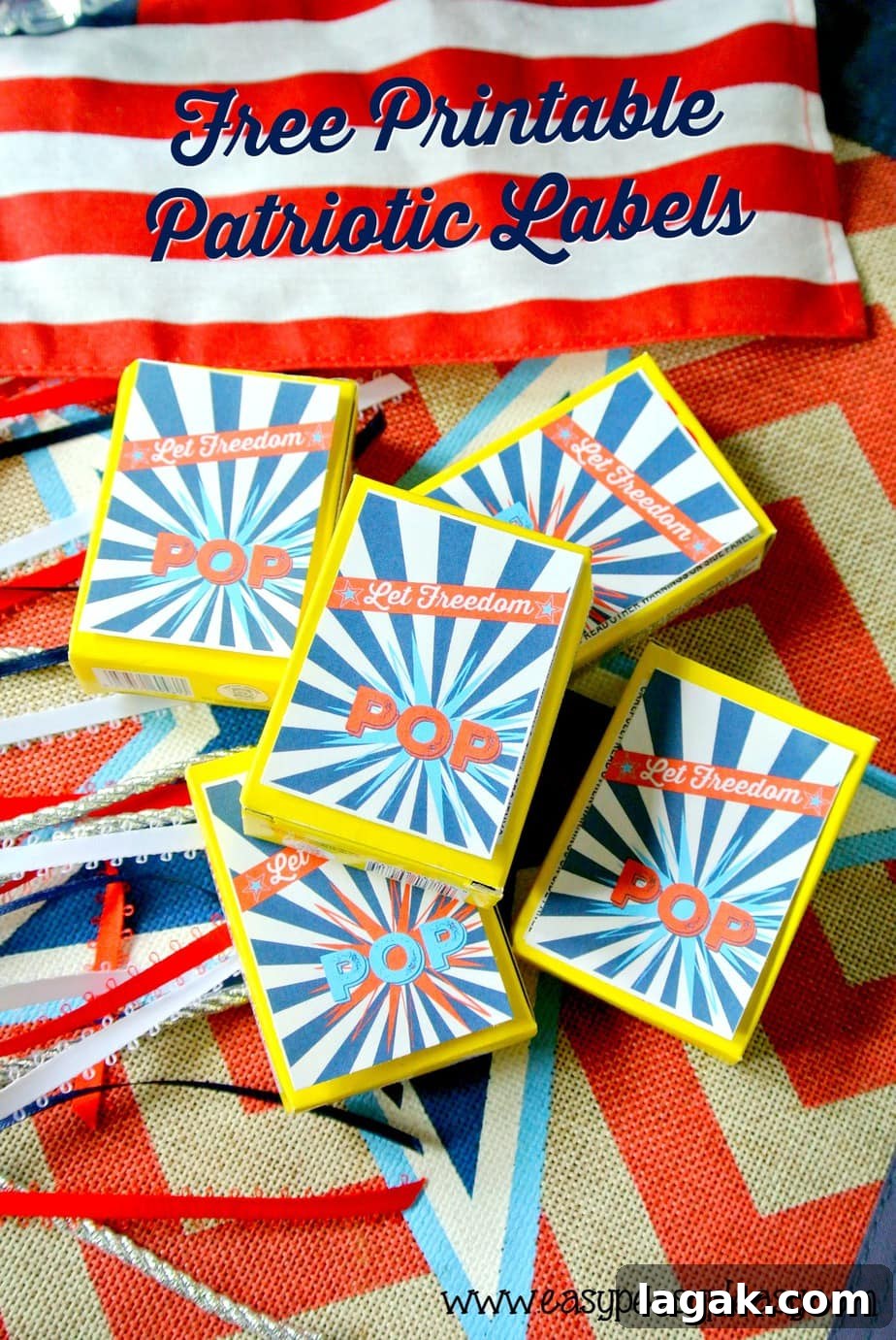 Free Printable Patriotic Pack Labels for treats and snap pops.