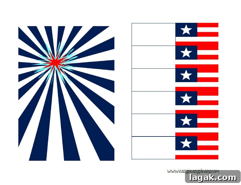 Patriotic July 4th Banner Right side and flags for straws free printables.