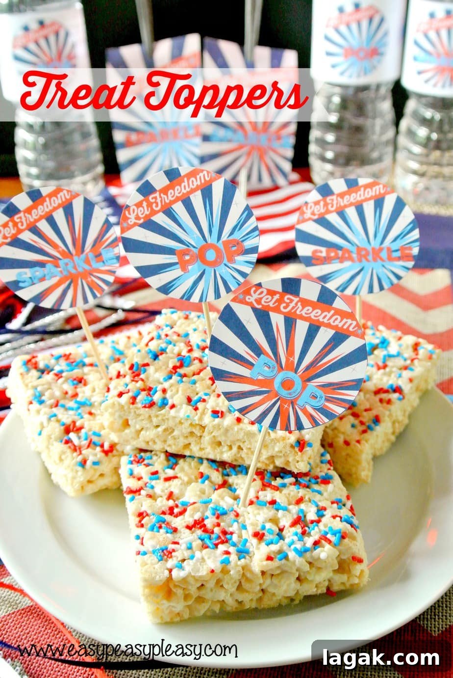 Free Printable Patriotic Treat Toppers and other party printables.