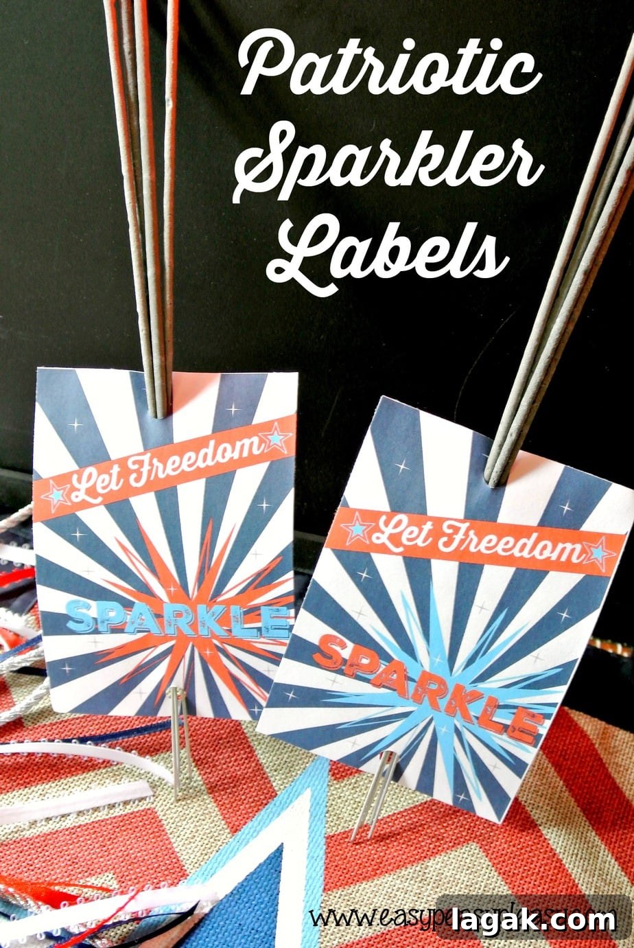 Free Printable Patriotic Sparkler Labels and other party printables.