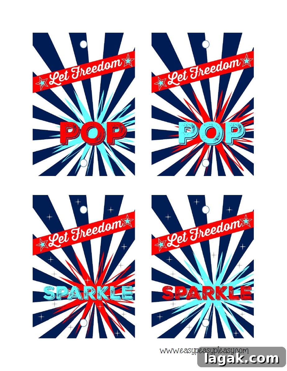 Free Printable Patriotic Party Pack July 4th sparkler printable.