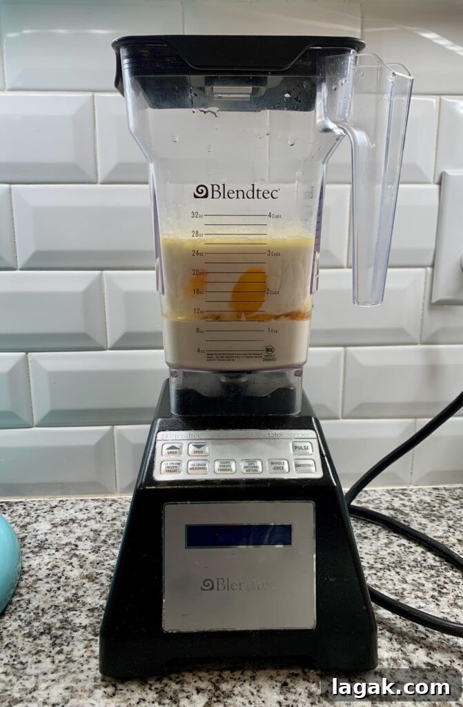 Crepe batter in blender