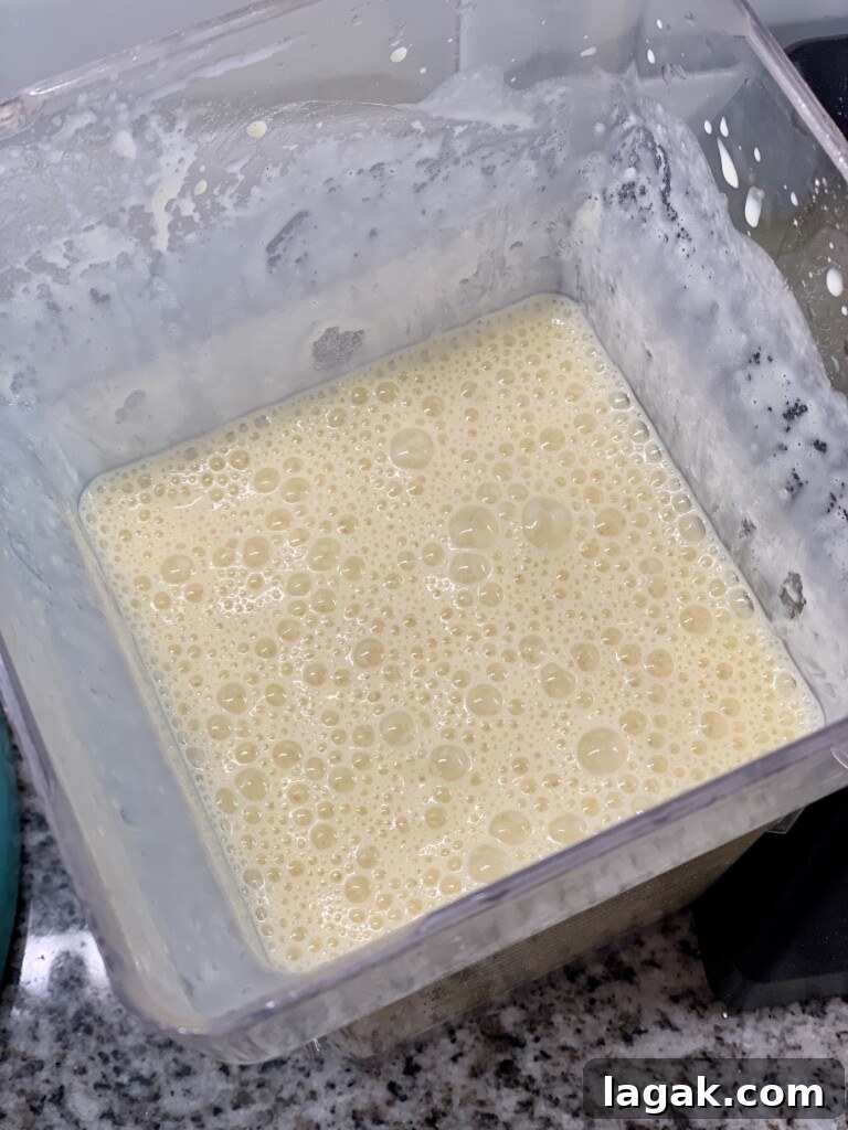 Pouring batter into pan