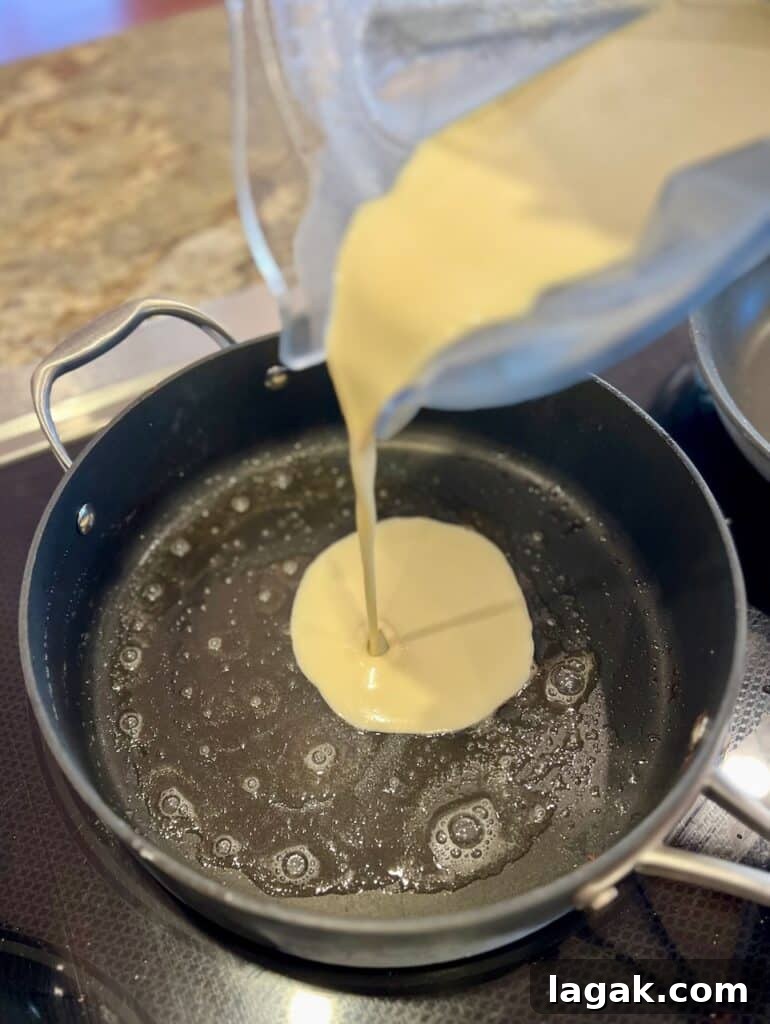 Thin crepe cooking