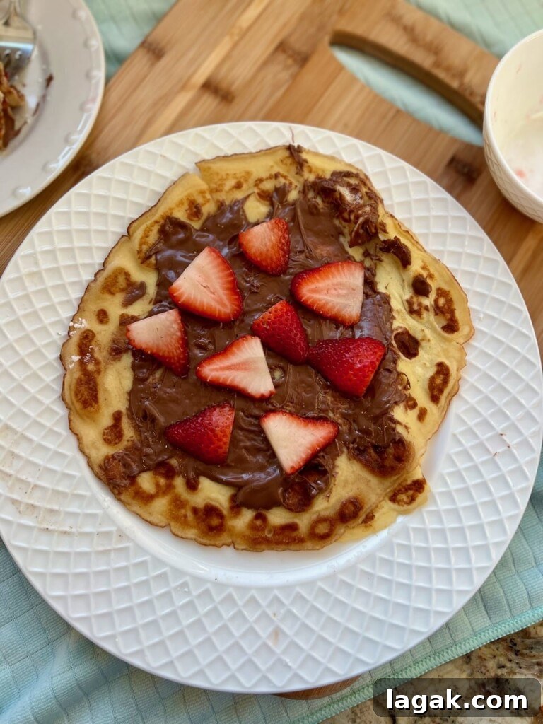 Crepes folded with toppings