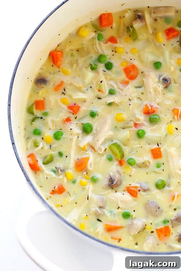 Chicken Pot Pie Soup Recipe -- easy to make, and inspired by the comfort food we all love | gimmesomeoven.com