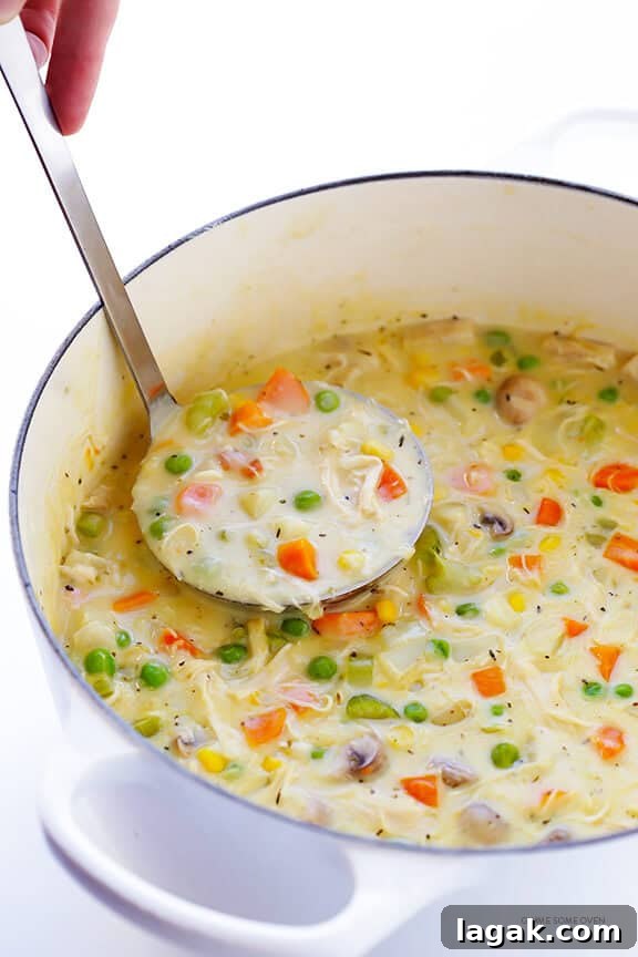 Chicken Pot Pie Soup Recipe -- easy to make, and inspired by the comfort food we all love | gimmesomeoven.com