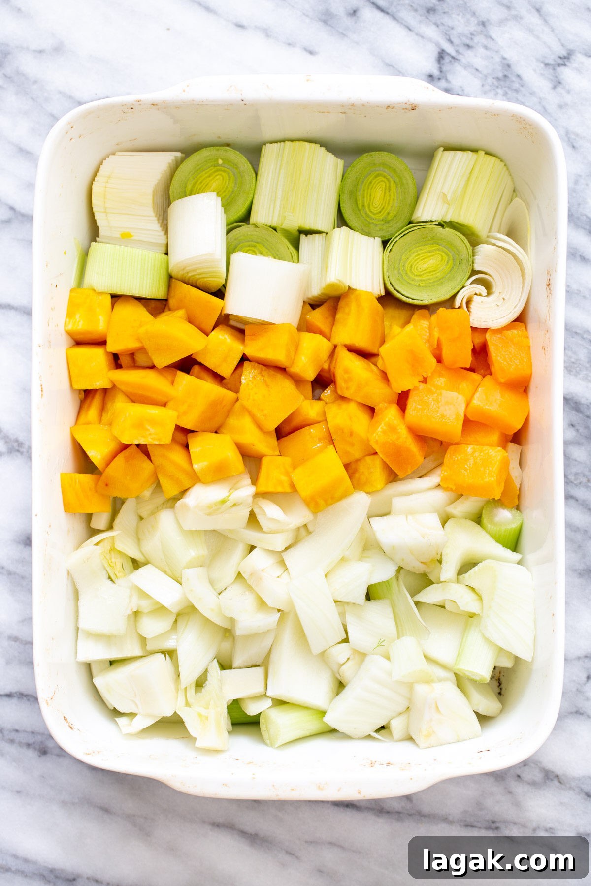 roasted root vegetables in a casserole dish