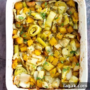 roasted root vegetables in a casserole dish