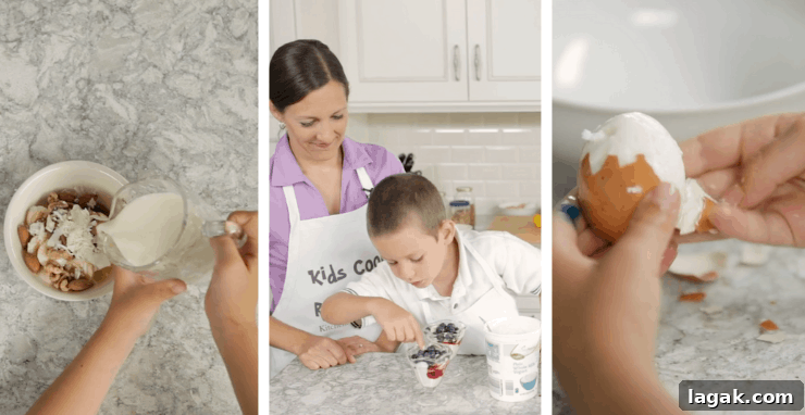 kid peeling eggs