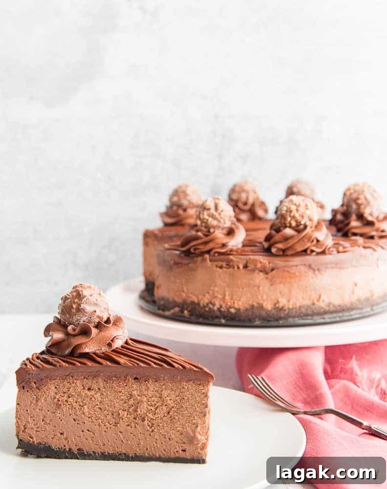 slice of nutella cheesecake placed on a white plate