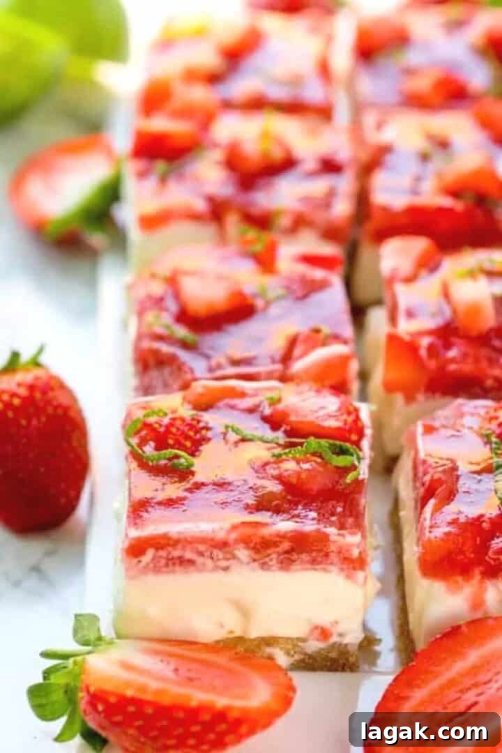 strawberry rhubarb cheesecake stacked behind each other